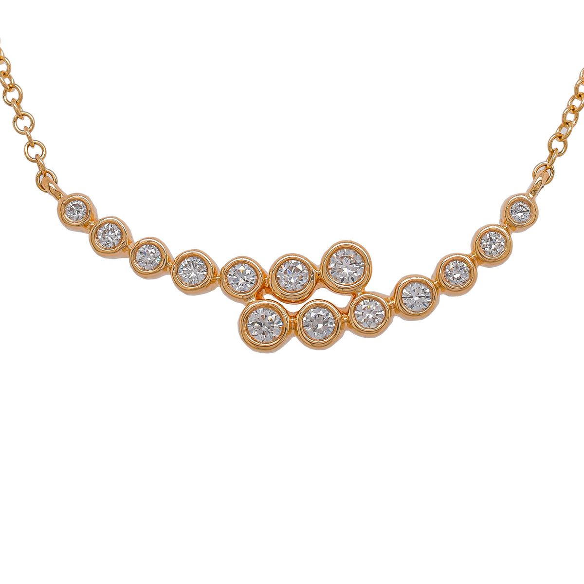 14K Yellow Gold Bezel-Set Diamond Station Necklace | 0.20 CTW