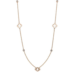 14K Yellow Gold Diamond Clover on Diamond by the Yard 18in Chain Necklace, view 1