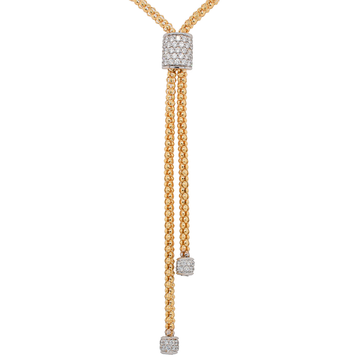 18K Yellow Gold Diamond Paperclip Dangle Necklace