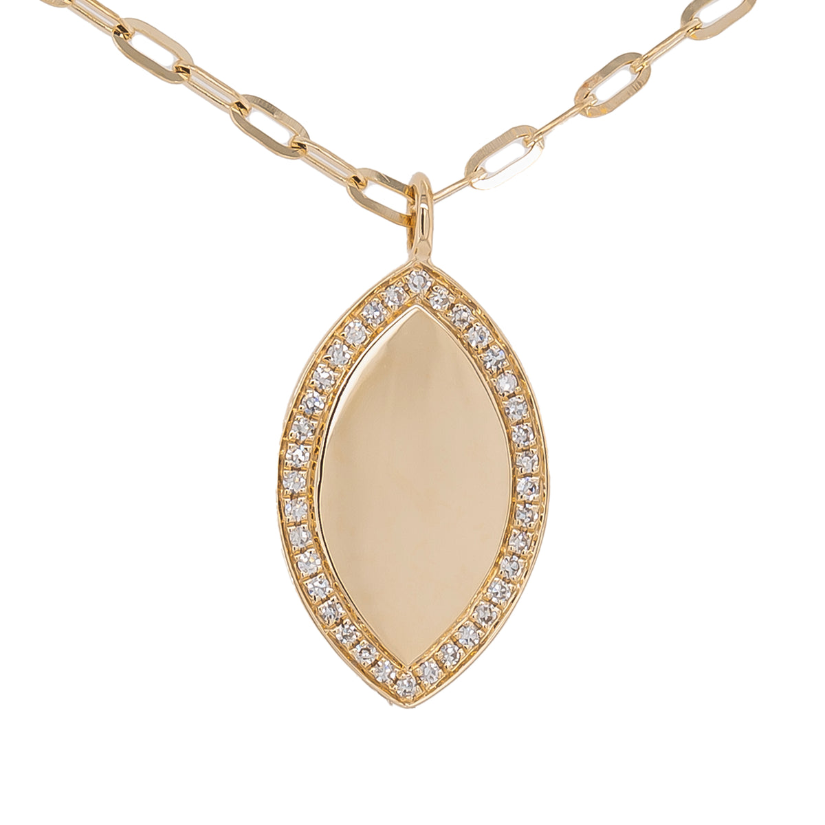 14K Yellow Gold Marquise Diamond Plate Necklace