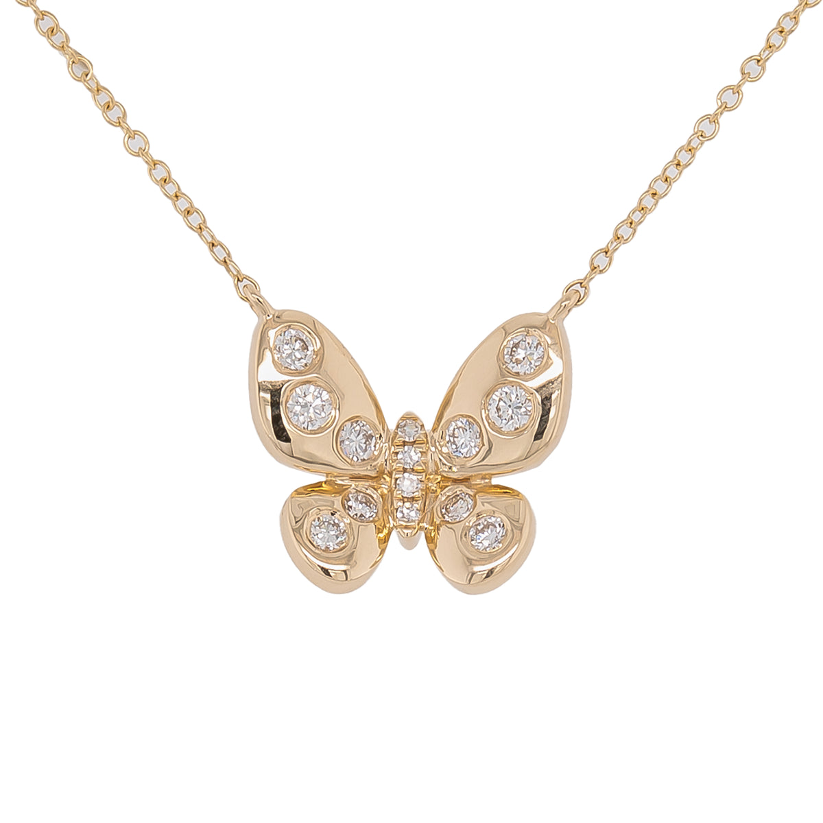 14K Yellow Gold Butterfly Station Necklace