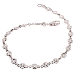18K White Gold Diamond Bezel Chain Link Bracelet, view 2