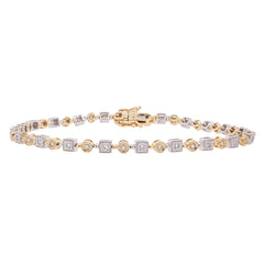14K White and Yellow Gold Antique Diamond Tennis Bracelet, view 1