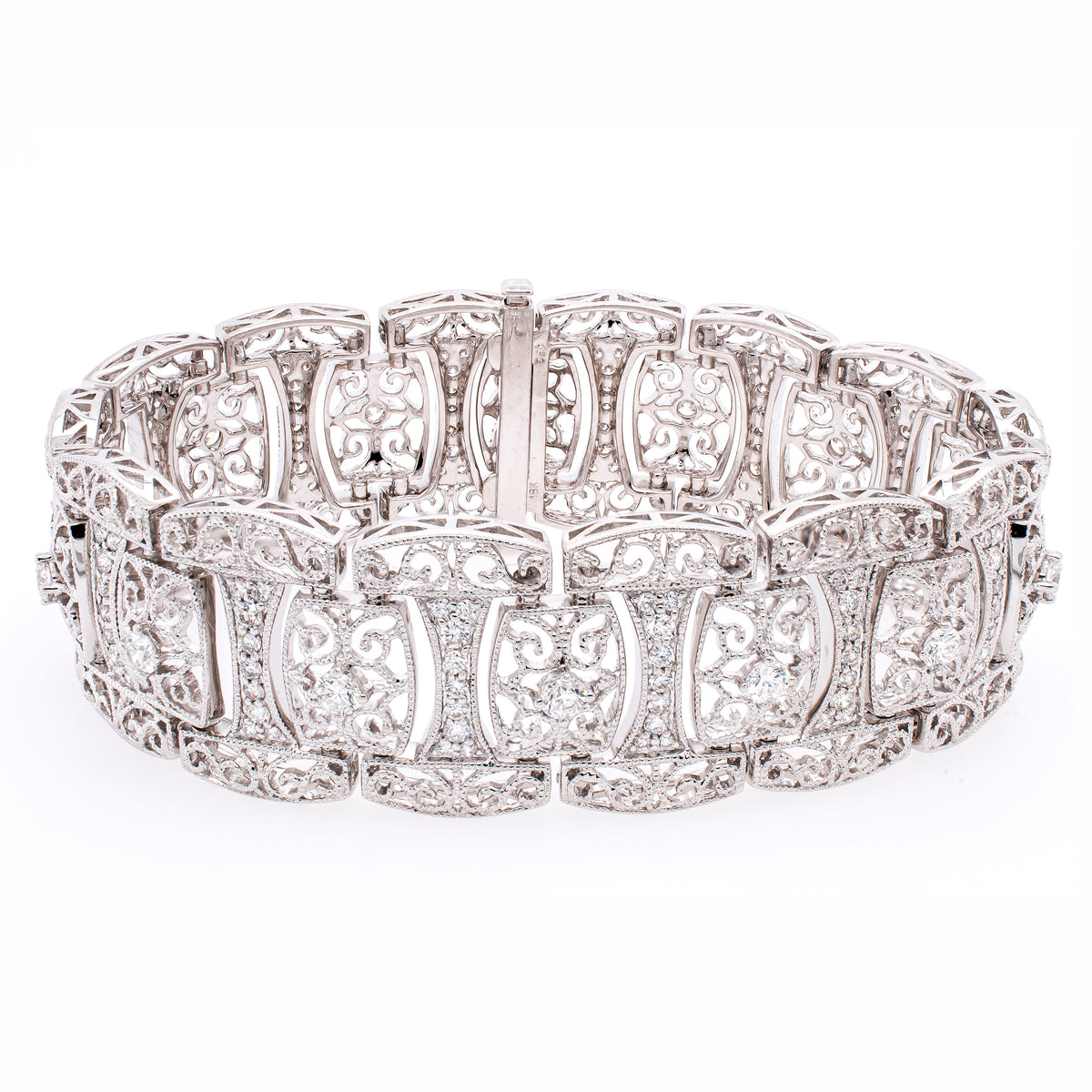 18K White Gold Antique Style Diamond Bracelet