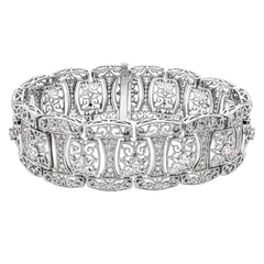 18K White Gold Antique Style Diamond Bracelet, view 2