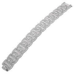 18K White Gold Antique Style Diamond Bracelet, view 3