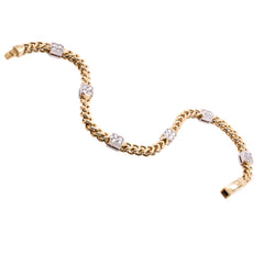 14K Yellow and White Gold Square Set Diamond Braid Bracelet, view 2