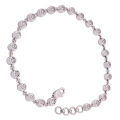 14K White Gold Bezel Diamond Chain Link Bracelet, view 1