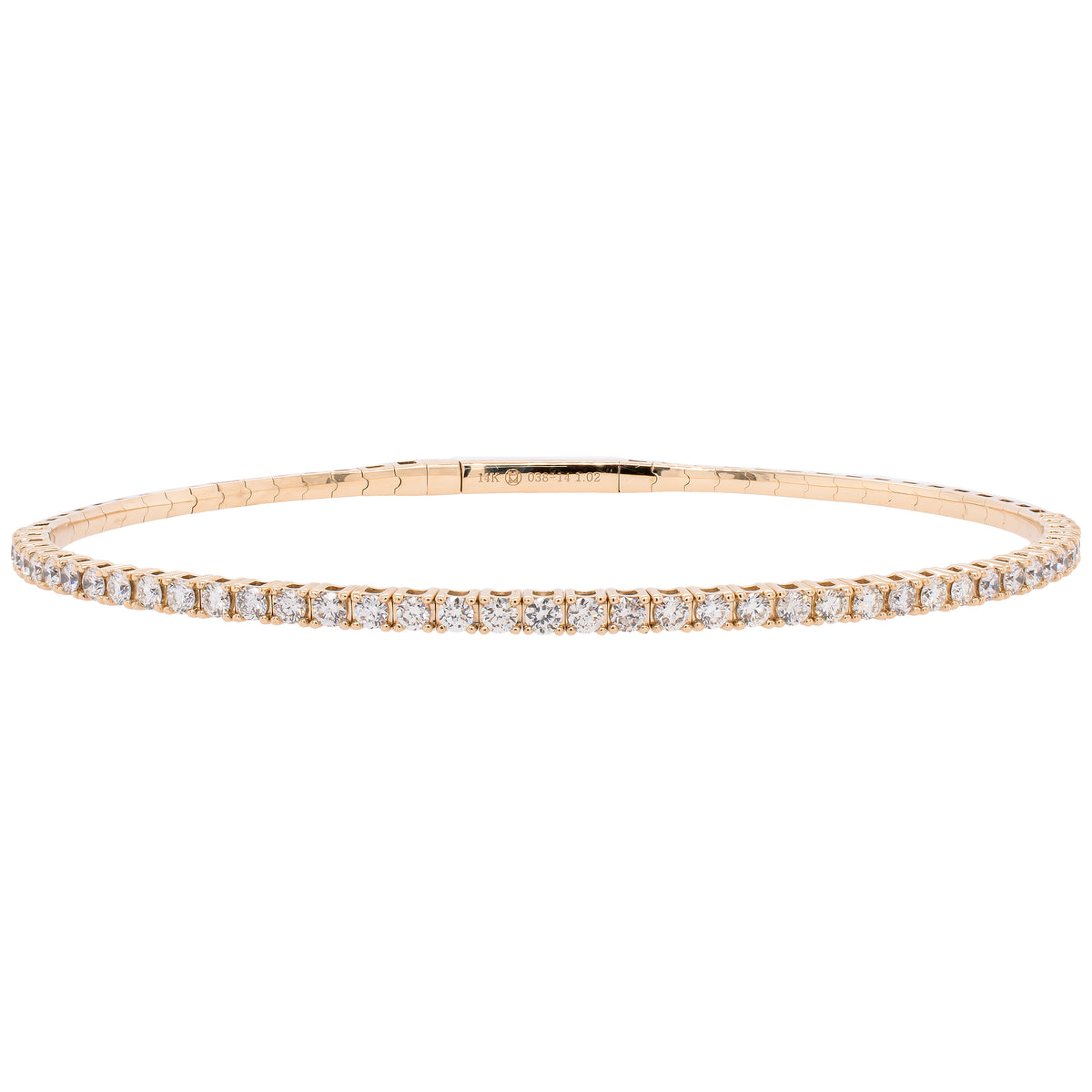 14K Yellow Gold Diamond Flexi Bangle Bracelet 1.02CTW