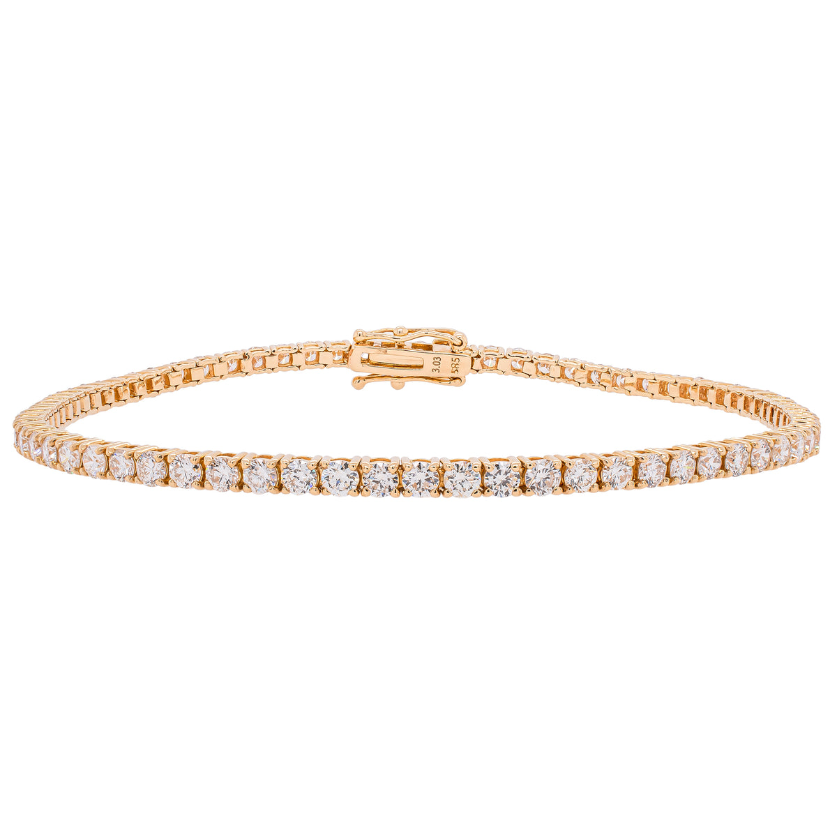 14K Yellow Gold Diamond Tennis Bracelet 3CTW