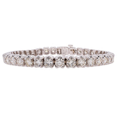 14K White Gold Diamond Prong Set Tennis Bracelet 10CTW, view 1