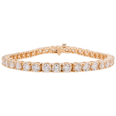14K Yellow Gold Diamond Prong Set Diamond Tennis Bracelet 9.83CTW, view 1
