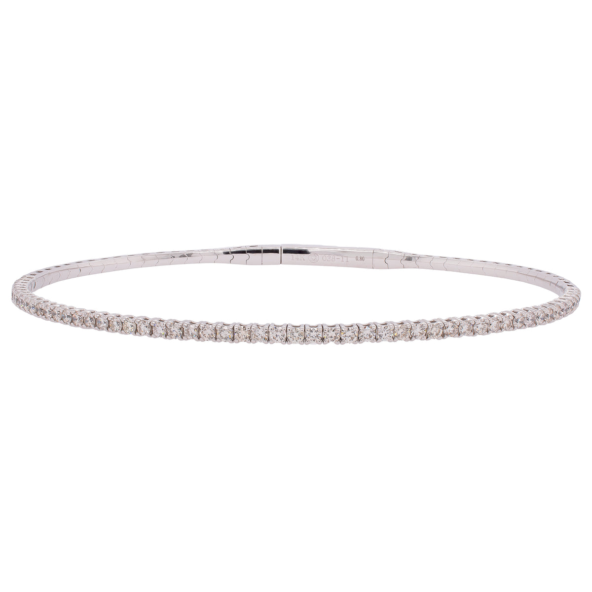 14K White Gold Diamond Flexi Bangle Bracelet 0.80CTW