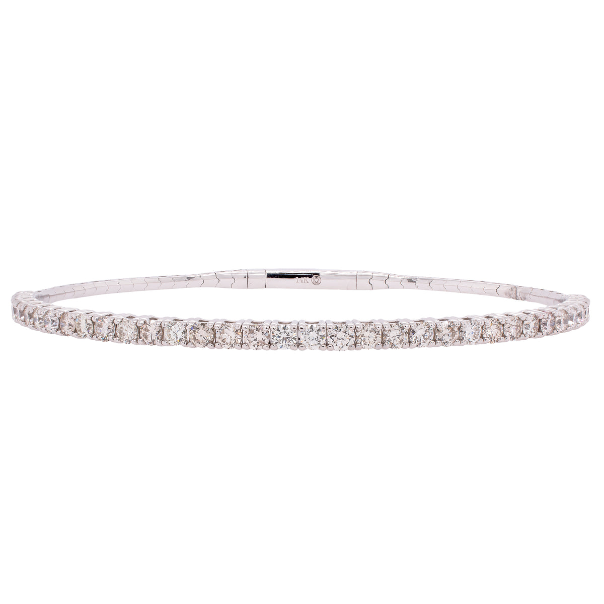 14K White Gold Diamond Flexi Bangle Bracelet 1.97CTW