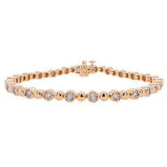 14K Yellow Gold Bezel Diamond and Ball Tennis Bracelet, view 1