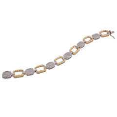 14K White and Yellow Gold Diamond Pave Gold Open Link Bracelet, view 2