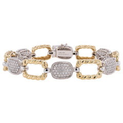 14K White and Yellow Gold Diamond Pave Gold Open Link Bracelet, view 1