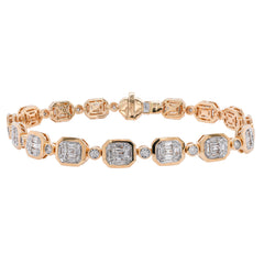 14K Yellow Gold Diamond Emerald Shaped Bracelet, view 4