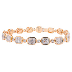 14K Yellow Gold Diamond Emerald Shaped Bracelet, view 1