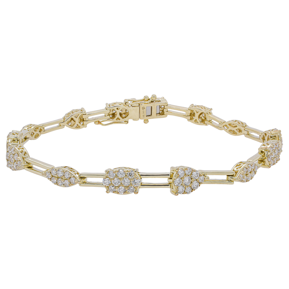 14K Yellow Gold Diamond Shape Paperclip Bracelet