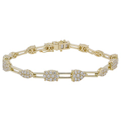 14K Yellow Gold Diamond Shape Paperclip Bracelet, view 1