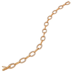 18K Yellow Gold Open Oval Diamond & Bar Bracelet, view 2