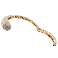 14K Yellow Gold Scattered Diamond Open Bangle Bracelet, view 2