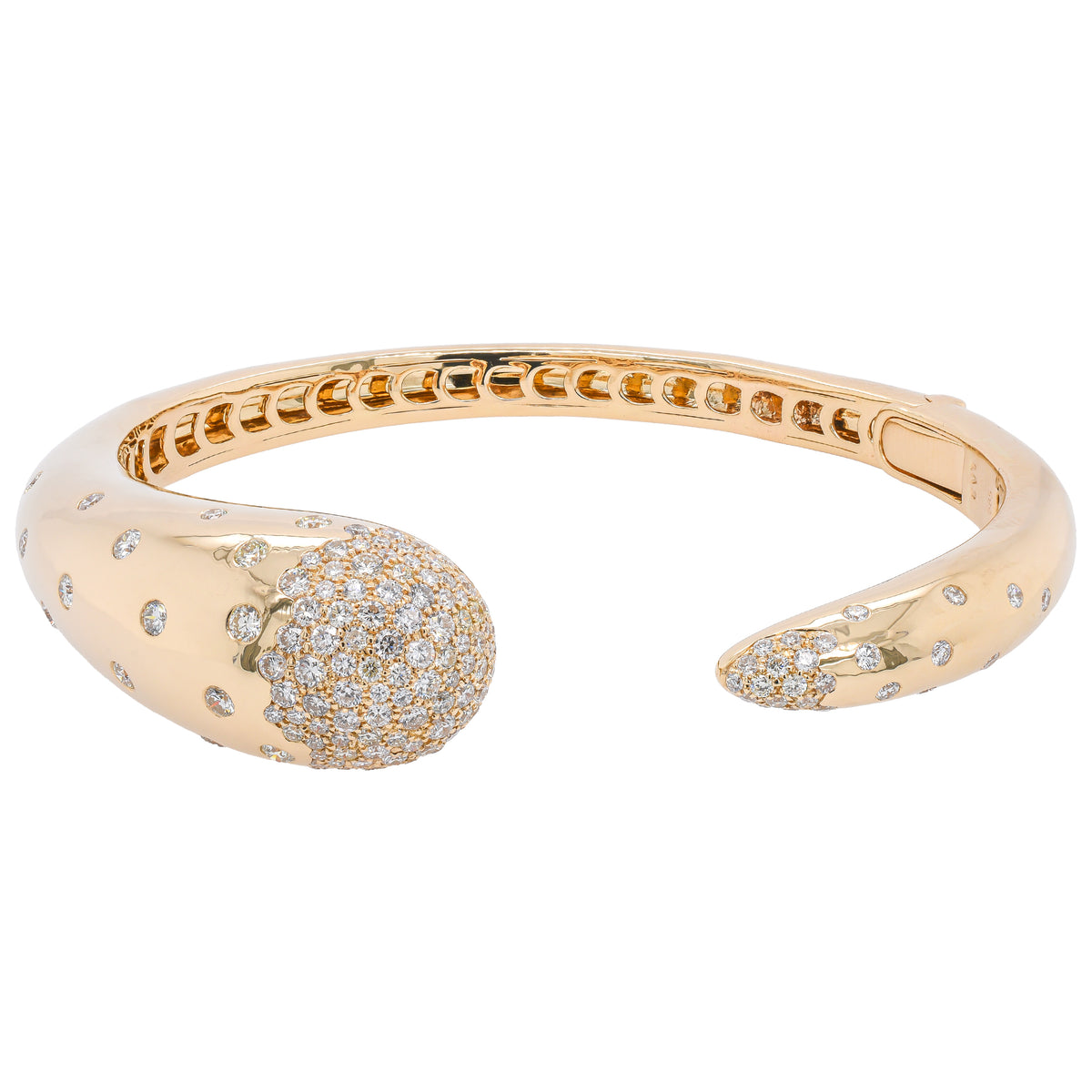 14K Yellow Gold Scattered Diamond Open Bangle Bracelet