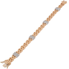 14K Yellow and White Gold Diamond Bar Fancy Link Bracelet 1.50CTW, view 2
