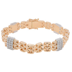 14K Yellow and White Gold Diamond Bar Fancy Link Bracelet 1.50CTW, view 1