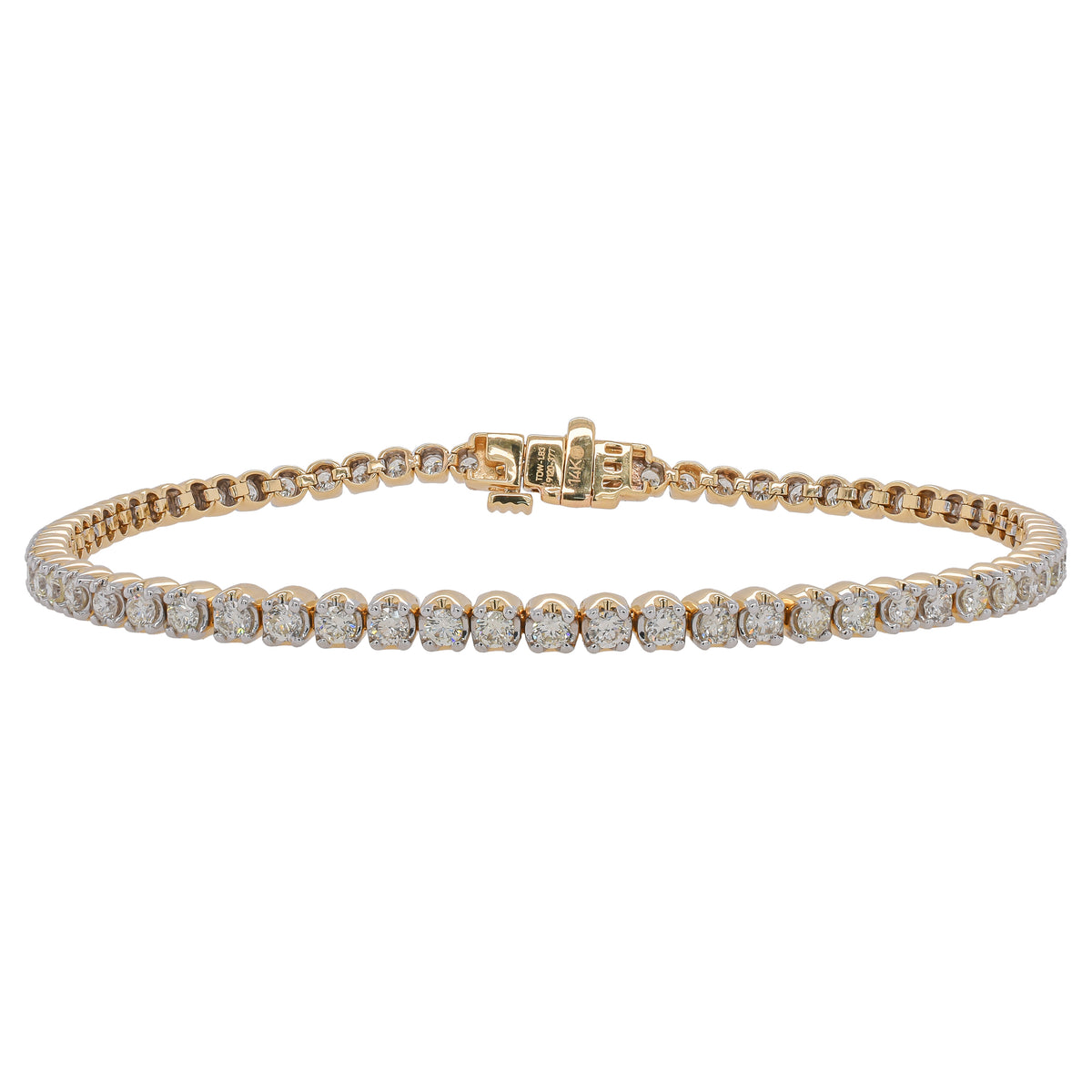 14K Yellow Gold Diamond Tennis Bracelet 1.83ct