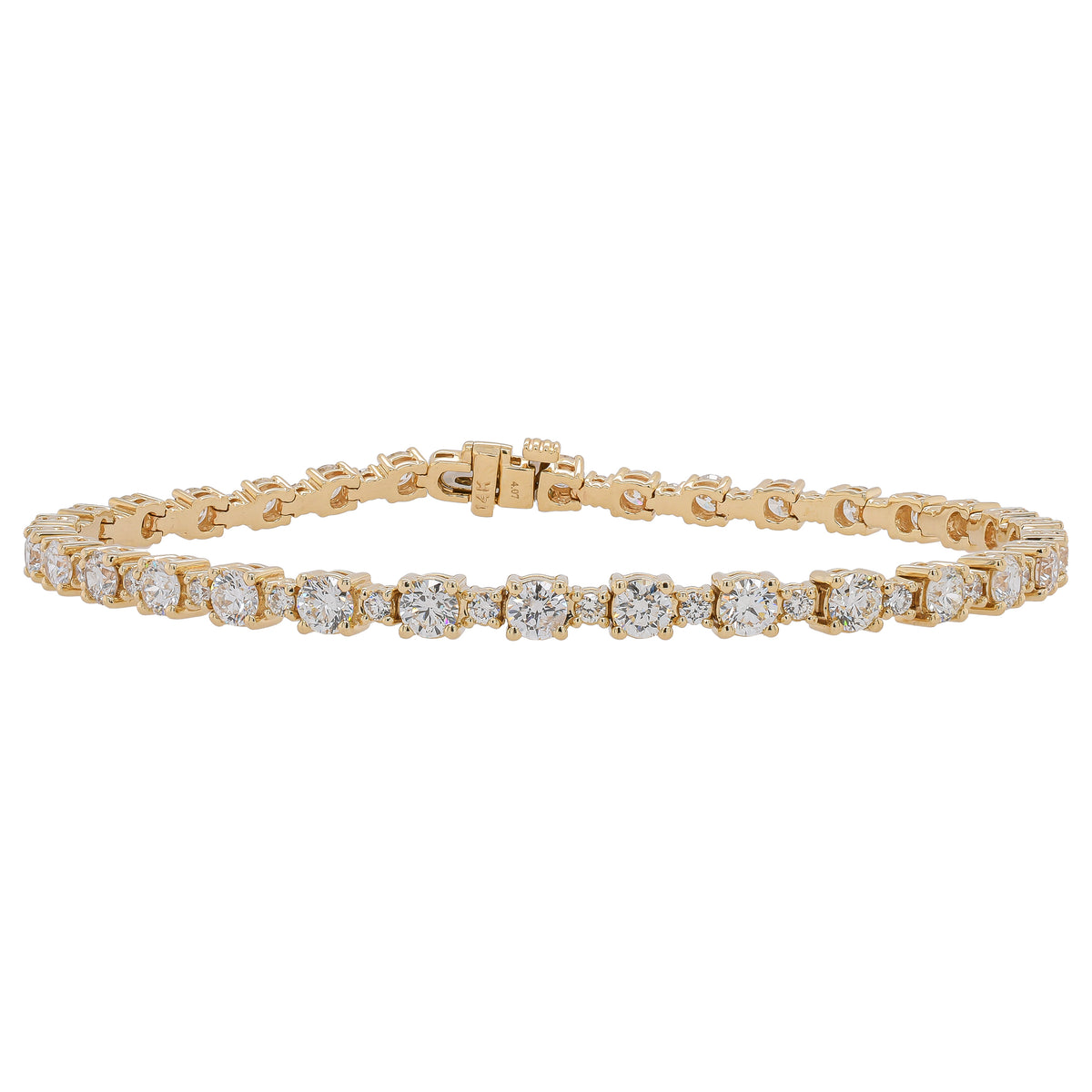 14K Yellow Gold Diamond Alternating Tennis Bracelet 7in
