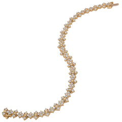 14K Yellow Gold Diamond Pointed Tennis Bracelet 4.15ct, view 2