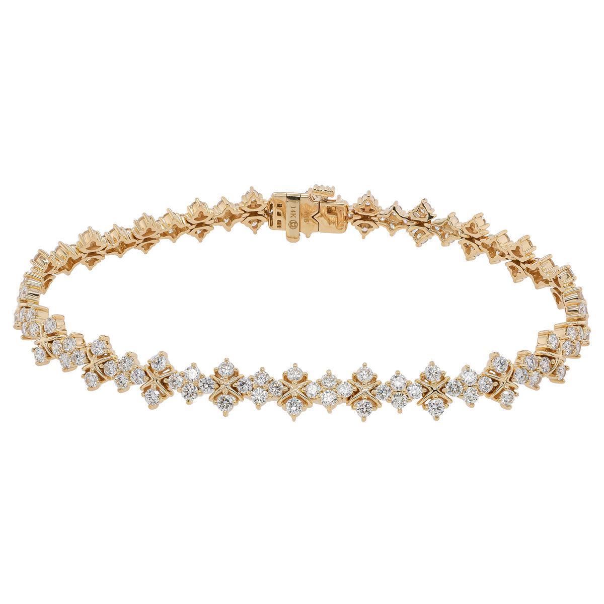 14K Yellow Gold Diamond Pointed Tennis Bracelet 4.15ct