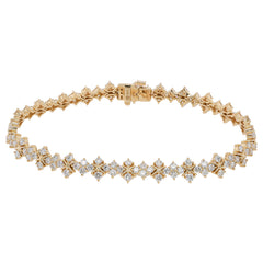 14K Yellow Gold Diamond Pointed Tennis Bracelet 4.15ct, view 1
