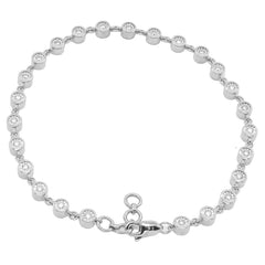 14K White Gold Bezel Diamond Chain Link Bracelet, view 2