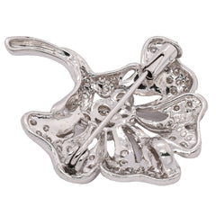 18K White Gold Diamond Filigree Leaf Pin & Pendant, view 2