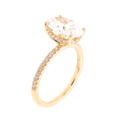 14K Yellow Gold Oval Cut Lab Diamond Engagement Ring with Diamond Band – 2.77 CTW | F VS, view 2