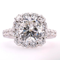 14K White Gold Cushion Cut Halo Lab Diamond Engagement Ring – 4.33 CTW | E-F VS, view 1