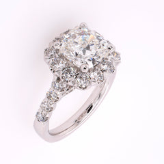 14K White Gold Cushion Cut Halo Lab Diamond Engagement Ring – 4.33 CTW | E-F VS, view 2