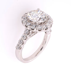14K White Gold Round Lab Diamond Halo Engagement Ring – 4.38 CTW | EF VS, view 2