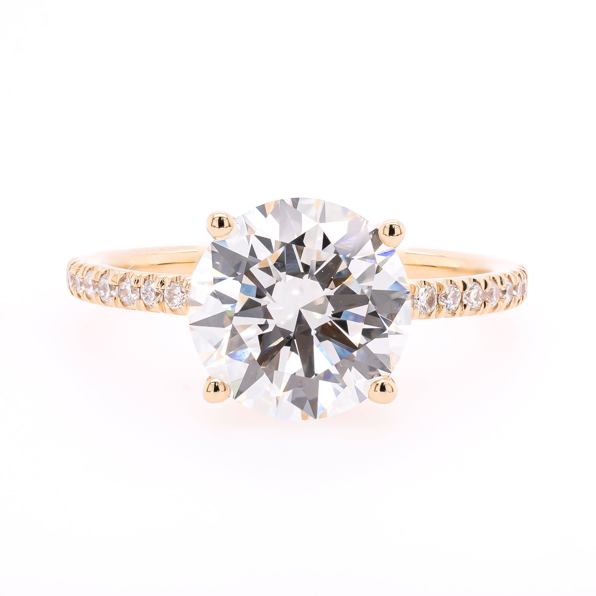 14K Yellow Gold Round Brilliant Lab Diamond Hidden Halo Engagement Ring – 2.74 CTW | EF VS