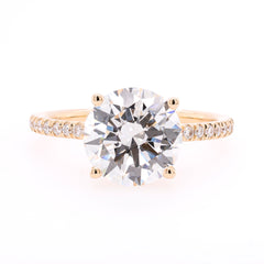14K Yellow Gold Round Brilliant Lab Diamond Hidden Halo Engagement Ring – 2.74 CTW | EF VS, view 1