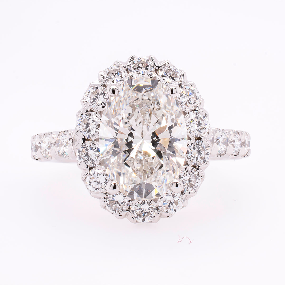 14K White Gold Oval Lab Diamond Halo Engagement Ring – 4.38 CTW | EF VS