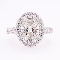 14K White Gold Oval Lab Diamond Halo Engagement Ring – 4.38 CTW | EF VS, view 1