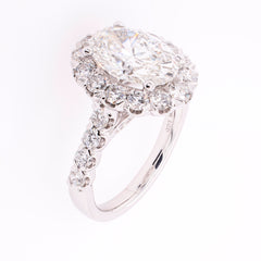 14K White Gold Oval Lab Diamond Halo Engagement Ring – 4.38 CTW | EF VS, view 2