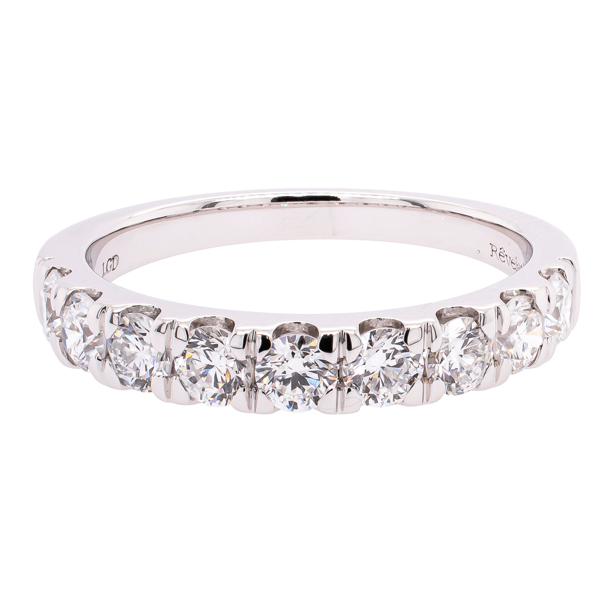 14K White Gold 9 Stone Round Brilliant Lab Diamond Wedding Band – 1.00 CTW | EF VS