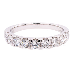 14K White Gold 9 Stone Round Brilliant Lab Diamond Wedding Band – 1.00 CTW | EF VS, view 1