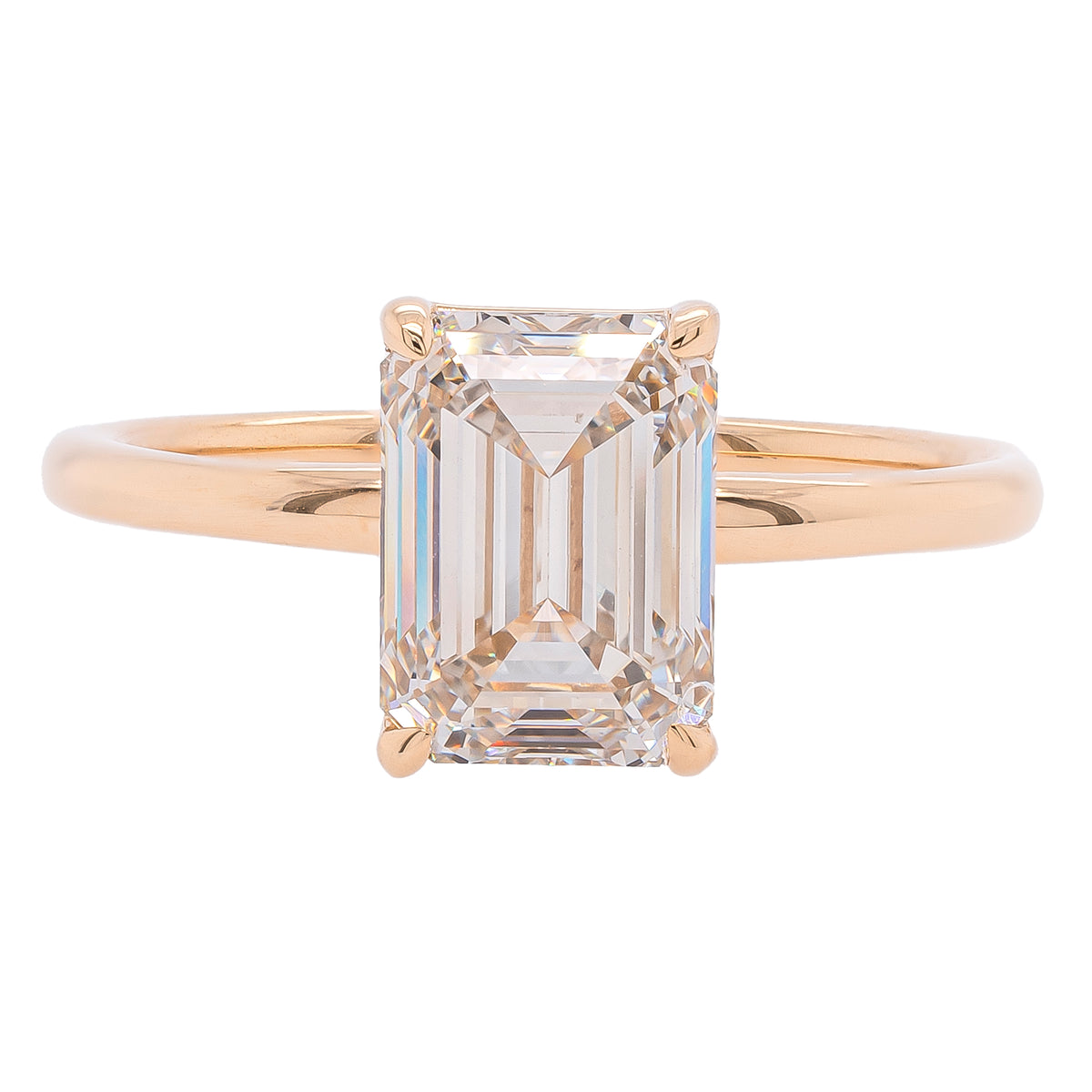 14K Yellow Gold 2CT Emerald Lab Diamond Engagement Ring