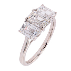 14K White Gold 3 Stone Emerald Cut Lab Diamond Engagement Ring – 2.00 CTW | EF VS, view 2